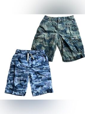 Camo Cargo & Drawstring Shorts Set - Green & Blue Camouflage